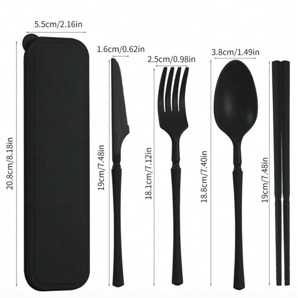 SHEIN Other - SHEIN Elegant Black Travel Dining Set with Chopsticks